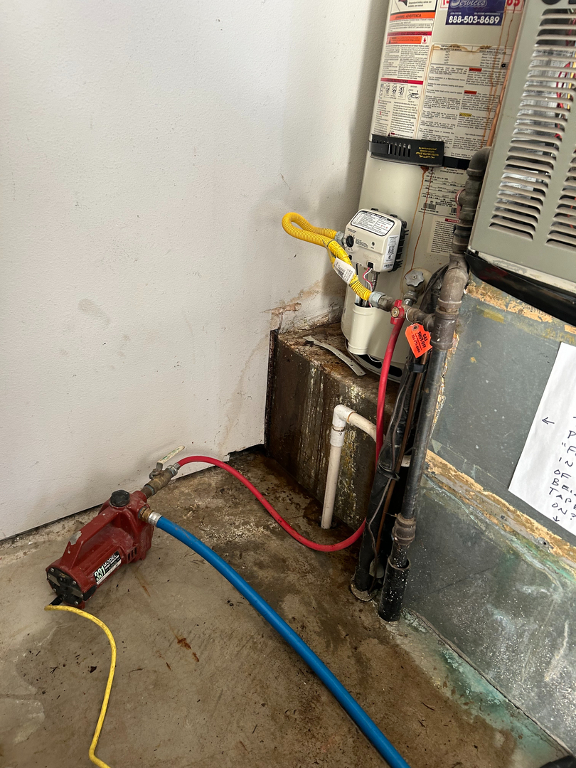 Water heater and transfer pump set up during an emergency call out